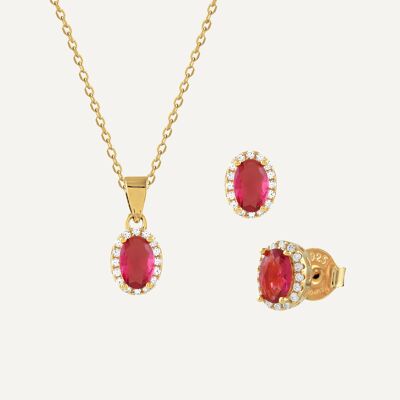 Ensemble collier et boucles d'oreilles ovales