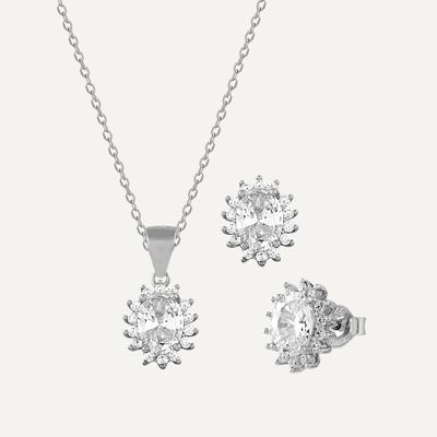 White zirconia necklace and earrings set