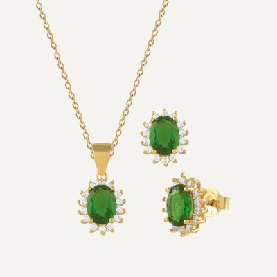 Set of flower white and green zircons