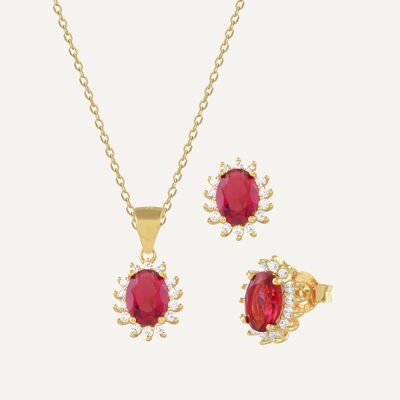 Gold plated silver flower jewelry set