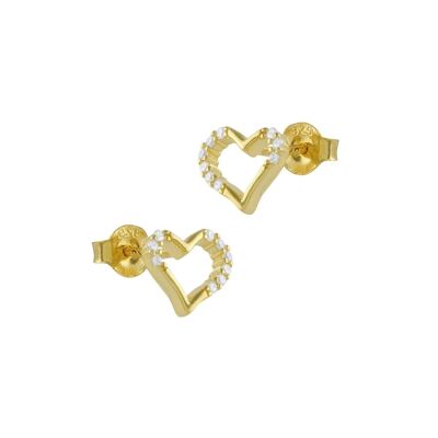 Zirconia Silver Gold Heart Earrings