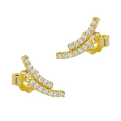 Estelas Silver Gold Earrings with Zircons