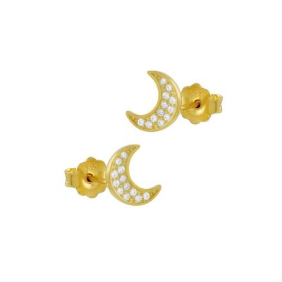 Boucles d'Oreilles Argent Lune Biseautée