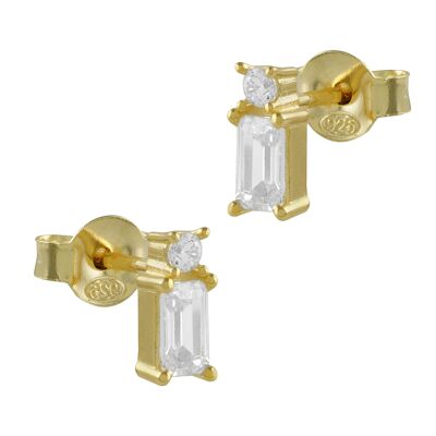 Crystal Silver Gold Zirconia Earrings