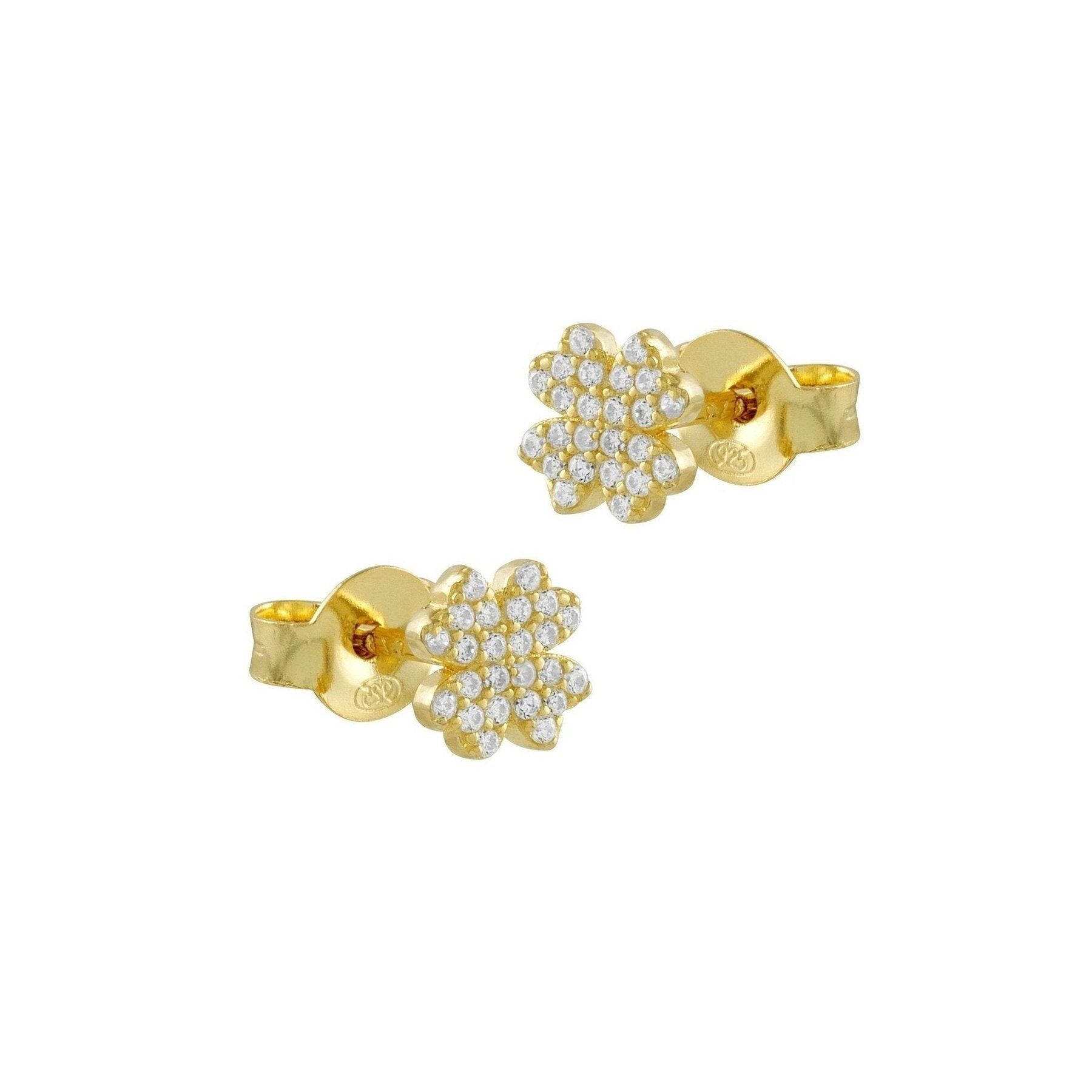 Orecchini Trifoglio in Argento con Zirconi