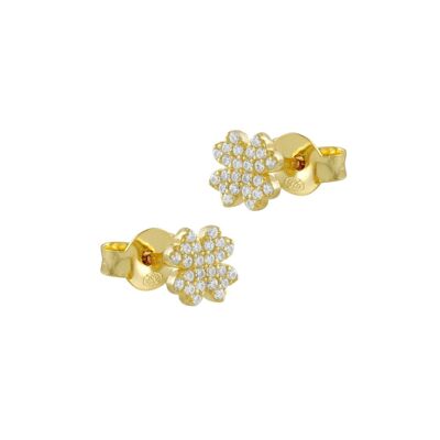 Silver Clover Earrings with Zirconia