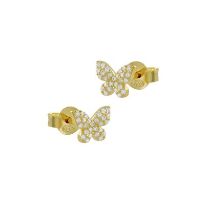 Schmetterlings-Ohrringe aus Silber und Gold mit Zirkonia