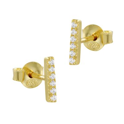 Sechs vergoldete Ohrringe mit Zirkonia-Silber