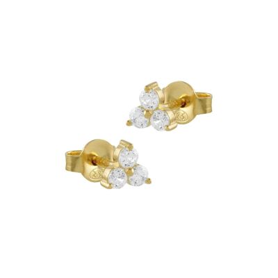 Gold-plated Zirconia Trio Earrings