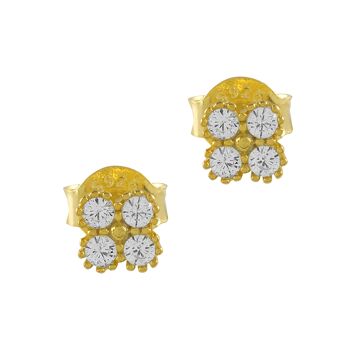 Boucles d'Oreilles Fleur en Argent avec Zircone 3