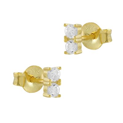 Zwei vergoldete Ohrringe mit Zirkonia-Silber