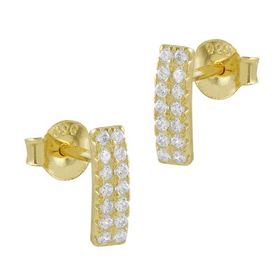 Silver Gold Zirconia Earrings