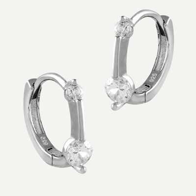 Pendientes Criollas Dos Circonitas Plata