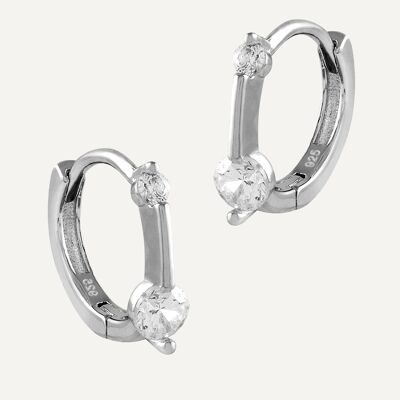 Kreolische Ohrringe Zwei Zirkonia Silber