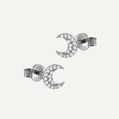 Boucles d'oreilles Lune en Argent avec Zircone