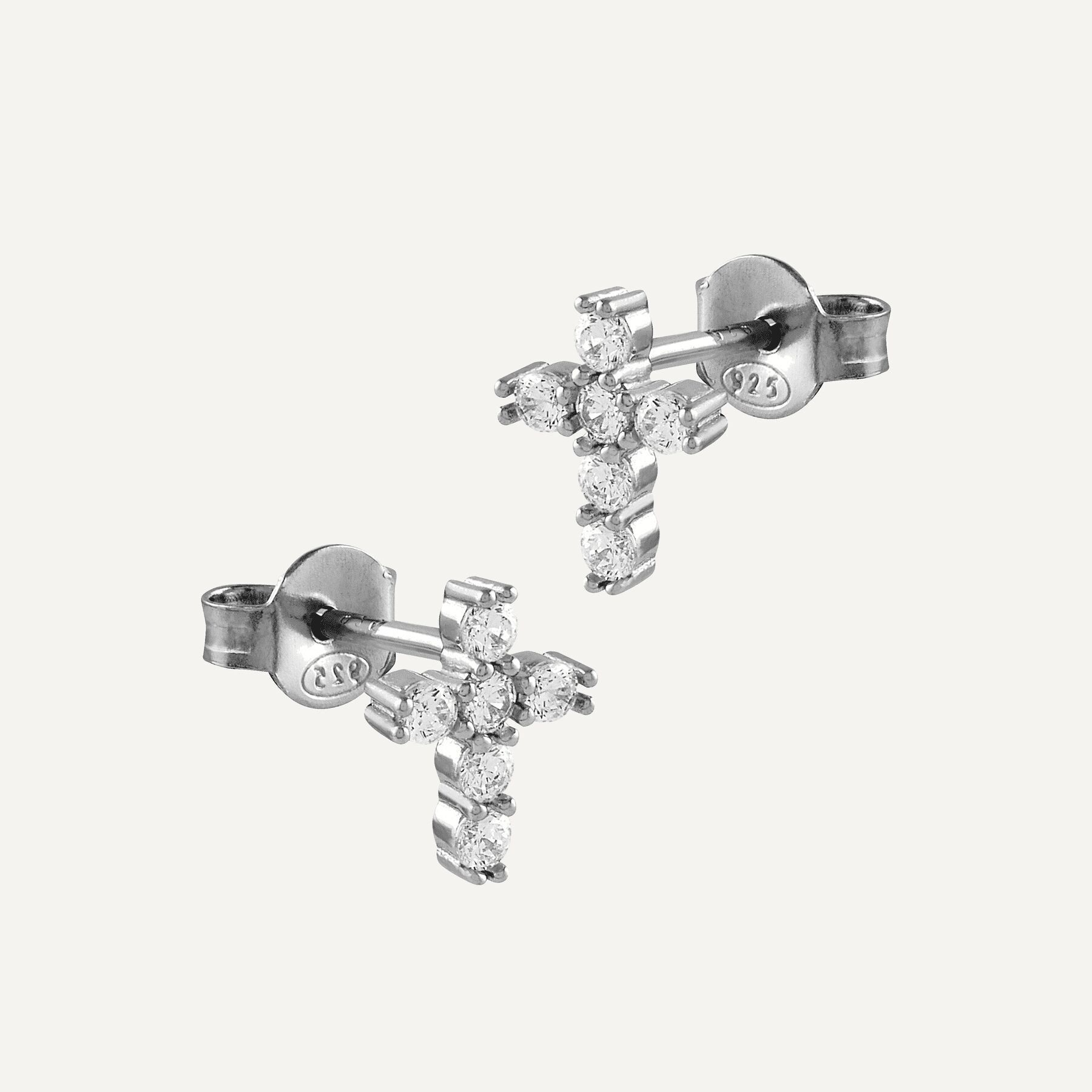 Orecchini Croce in Argento con Zirconi
