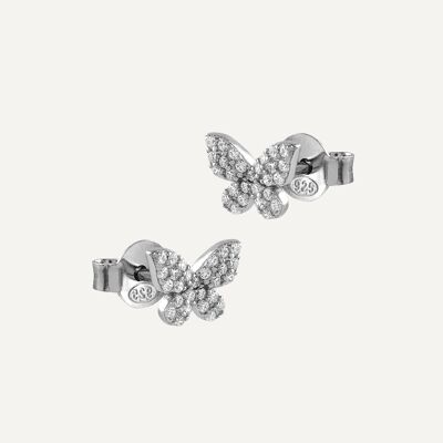 Silver Butterfly Earrings with Zirconia