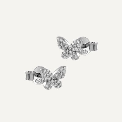 Boucles d'oreilles papillon en argent avec zircone