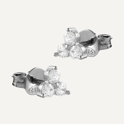 Trio Zirconia Silver Earrings