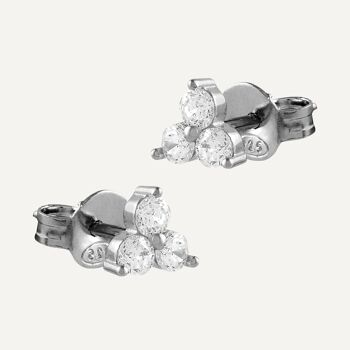 Boucles d'Oreilles Argent Trio Zircone 1