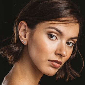 Boucles d'Oreilles Argent Trio Zircone 4