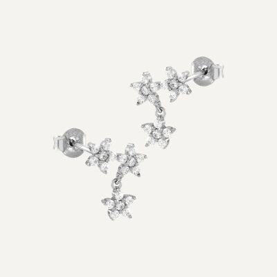 Zirconia Silver Flower Earrings