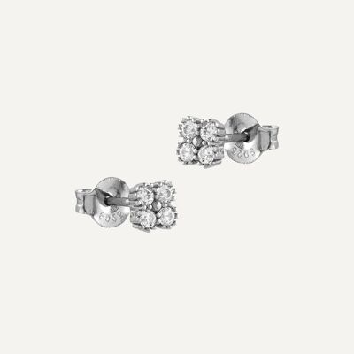 Silver Flower Earrings with Zirconia