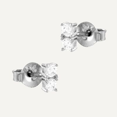 Boucles d'oreilles en argent avec deux zircons