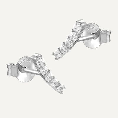 Silver Un Lane Earrings with Zirconia