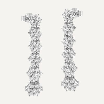 Boucles d'oreilles longues en argent avec zircons blancs