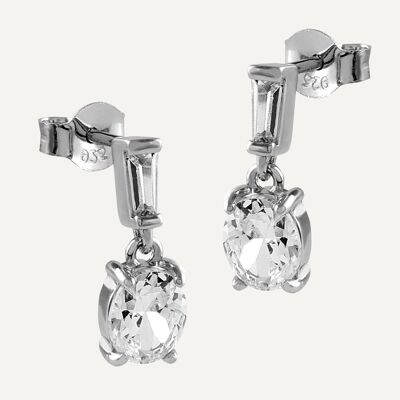 Boucles d'oreilles pendantes en argent avec zircone blanche