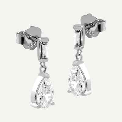 Boucles d'oreilles argent larme zircone blanche