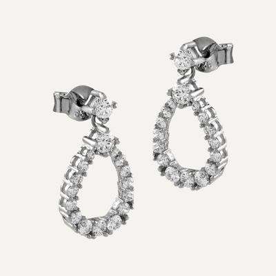 Ogival silver earrings and white zircons