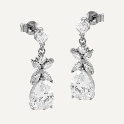 Drop-shaped earrings with white zircons