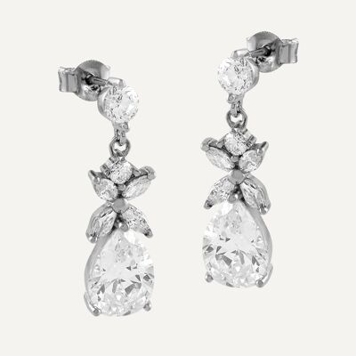 Boucles d'oreilles en forme de goutte avec zircons blancs