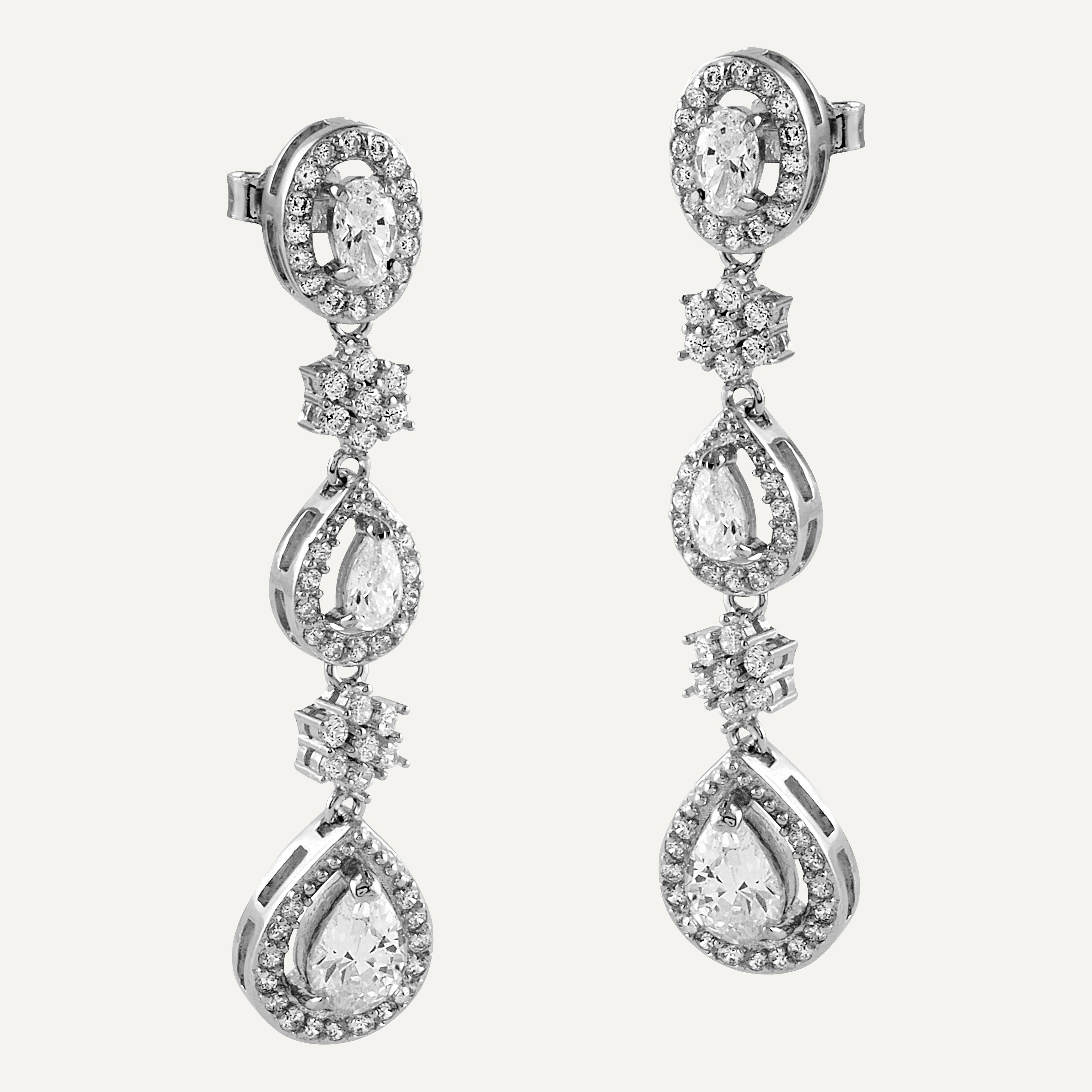 Orecchini in argento e zirconi bianchi