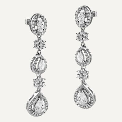 Silver earrings and white zircons