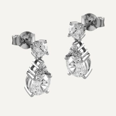 Silver earrings and white zircons