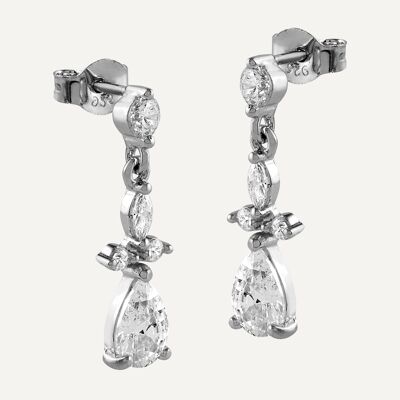 Silver earrings with white zircons