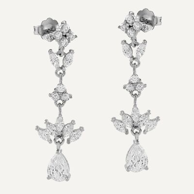 Boucles d'oreilles argent et zircons blancs asymétriques