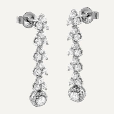 Silver earrings and white zircons