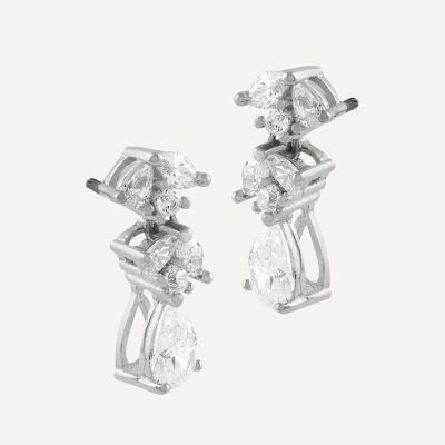 Boucles d'oreilles en argent grappe de cironitas blanches