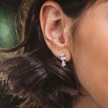 Boucles d'oreilles en argent grappe de cironitas blanches 3