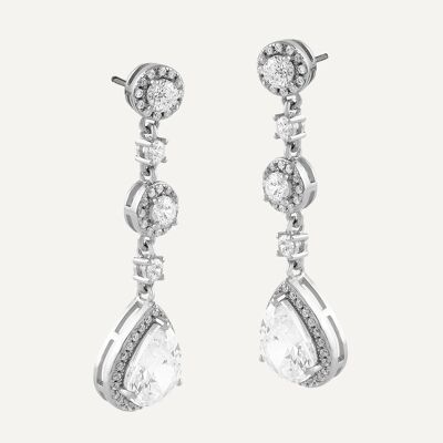 White zircon silver earrings