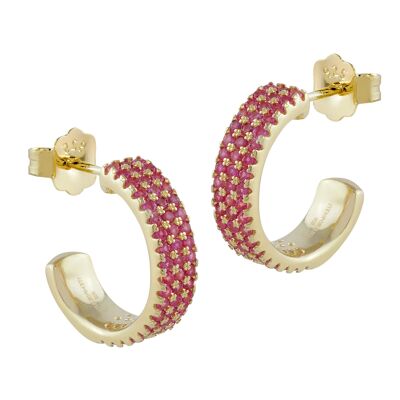 Serena hoop earrings with pink zircons