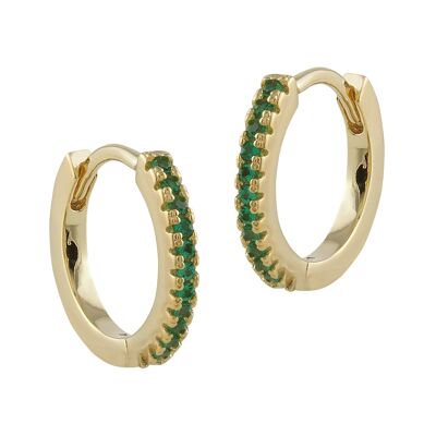 Gold-plated Steffi earrings, green zircons
