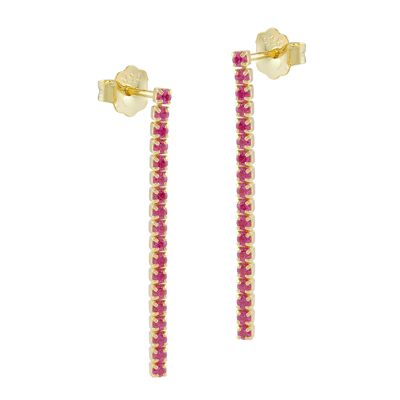 Pendientes largos Amor con circonitas rosas