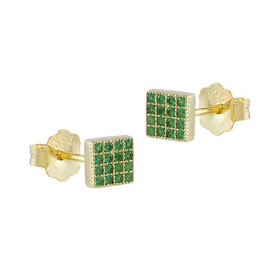 Serena gold-plated square button earrings