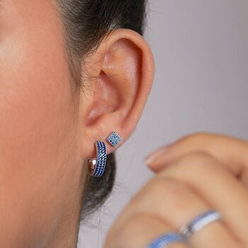 Boucles d'oreilles Serena en argent et zircons bleus 2