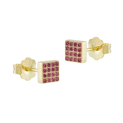 Serena square button earrings with zircons